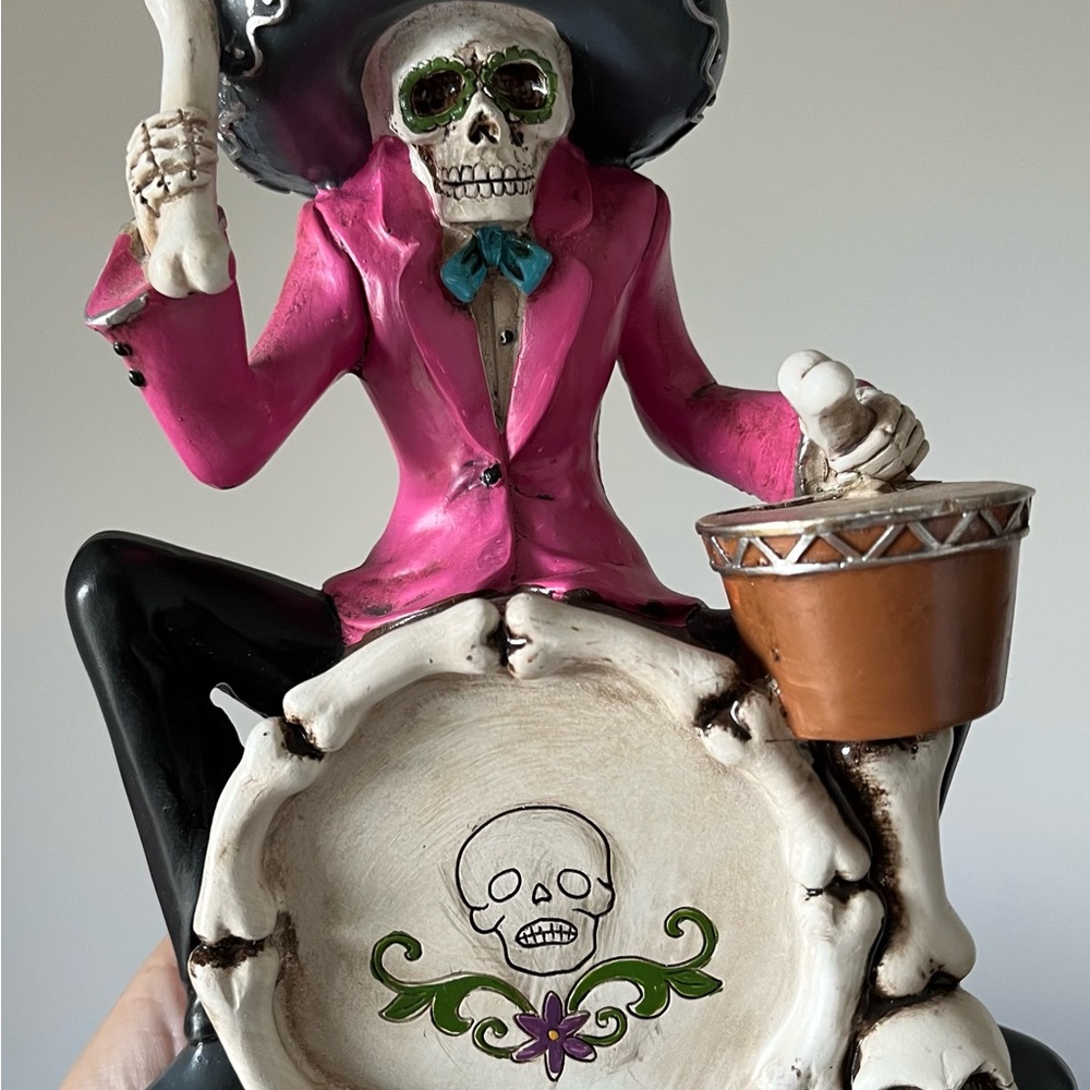 Colorful Skeleton Drummer Figurine